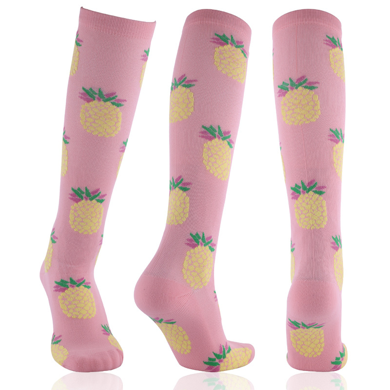 Patterned Exercise Compression Socks Fashion Colorful Fruit Running Long Socks